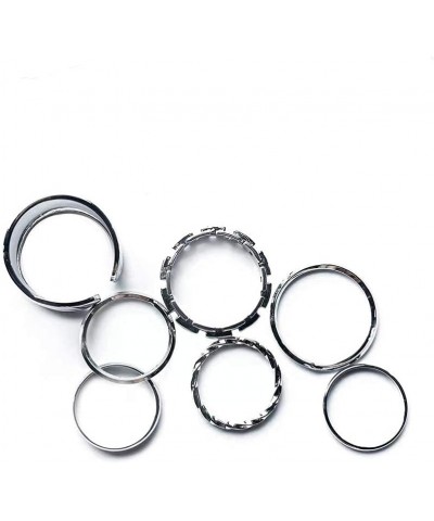 Gothic Knuckle Ring Set 7 Pcs Half Open Finger Ring Silver Punk Stackable Rings for Women or Men $6.75 Rings