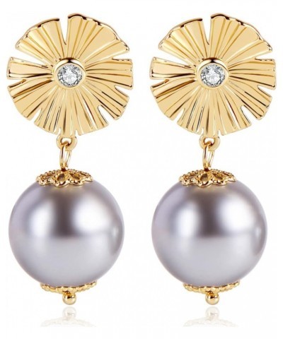 big shell pearl drop earrings for women girls S925 Silver needles 14K Gold Plated large size dargle earrings Baroque pearl As...