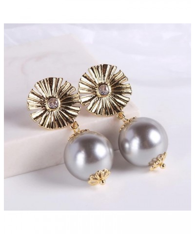 big shell pearl drop earrings for women girls S925 Silver needles 14K Gold Plated large size dargle earrings Baroque pearl As...