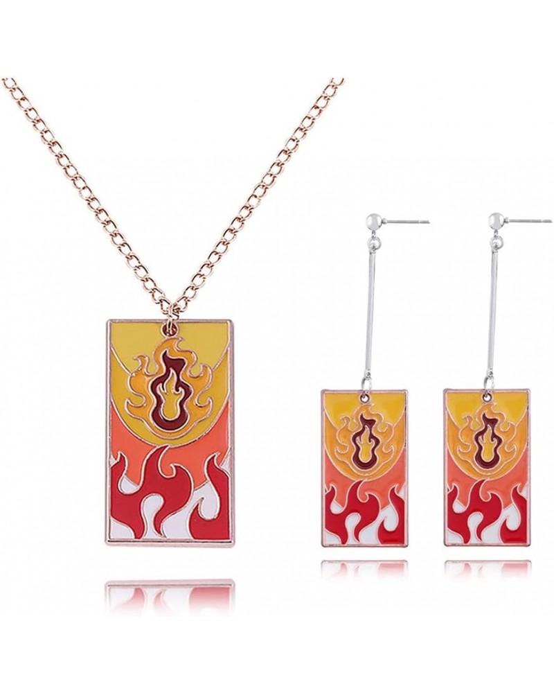 Anime Kamado Tanjiro Hanafuda Earrings - Kimetsu No Yaiba Hanafuda Earrings - Cosplay Accessories For Womens Girls rengoku se...