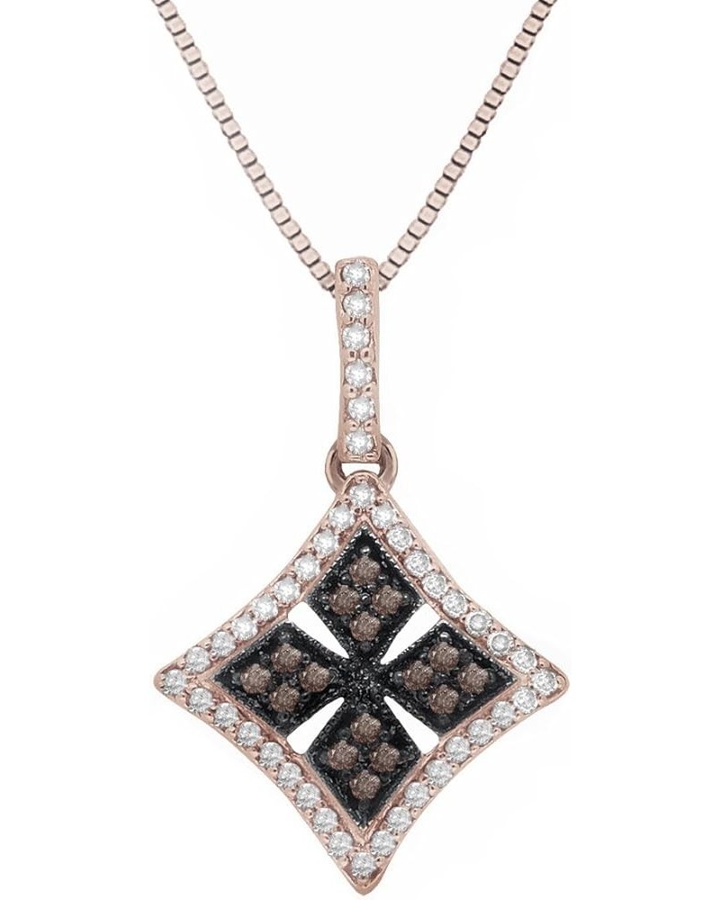 1/3 CTTW Sterling Silver White & Brown Diamond Medallian Necklace rose-gold-plated-silver $38.40 Necklaces