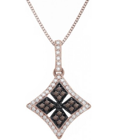 1/3 CTTW Sterling Silver White & Brown Diamond Medallian Necklace rose-gold-plated-silver $38.40 Necklaces