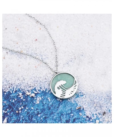 Gemstone Wave Necklace for Women Dainty Circle Turquoise Sodalite Pendant Stainless Steel Ocean Wave Charm Necklace for Women...