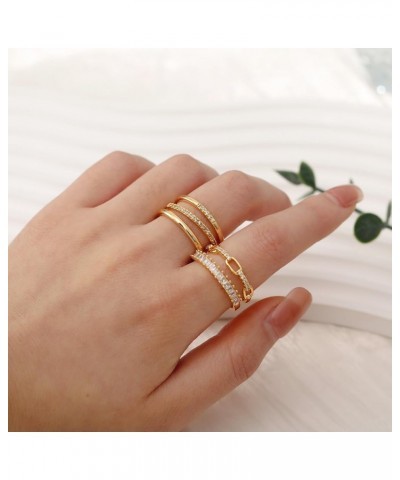 Stackable Gold Rings for Women Dainty Thumb Ring Set Non Tarnish 14K Gold Plated Stacking Cubic Zirconia Promise Wedding Enga...