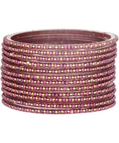 Indian Bollywood Traditional Glass Bangles Set Churi Multi Color Bangle Bracelet For Women Jewelry Bangles wine 2.8 Inches $1...