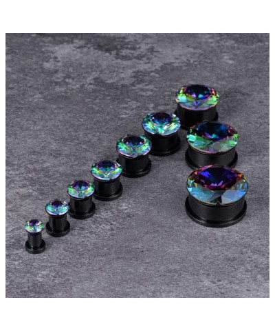 1 Pair of Stainless Steel Ear Plugs With Black Embedded Colored Zirconium Ear Gauges 6mm to 25mm S8554H 0g [8mm] $10.32 Body ...