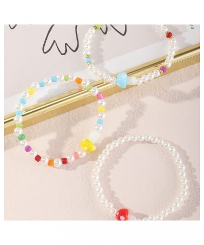 2-6Pcs Multilayer Cute Funny Mushroom Stretch Bracelet Sweet Pearl Beaded Fresh Foods Mushroom Wrap Bracelet for Women Girls ...