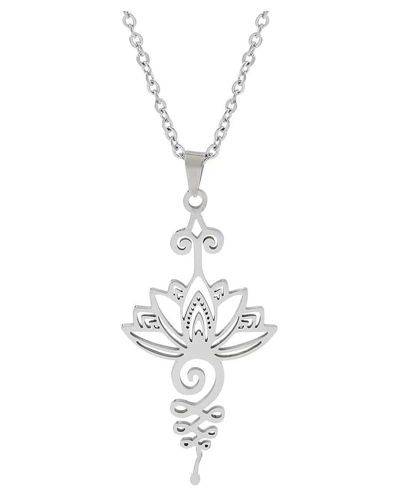 Unalome womens Pendant Necklace Hippie Necklace.Unalome Necklace with Lotus Flower-Yoga Jewelry, Silver Silver $4.35 Necklaces