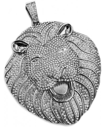 HIP HOP JEWELRY ICED LAB DIAMOND JUMBO SIZE LION HEAD BLING RAPPER CHARM PENDANT SILVER $20.70 Pendants