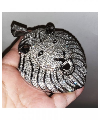 HIP HOP JEWELRY ICED LAB DIAMOND JUMBO SIZE LION HEAD BLING RAPPER CHARM PENDANT SILVER $20.70 Pendants