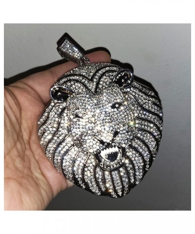 HIP HOP JEWELRY ICED LAB DIAMOND JUMBO SIZE LION HEAD BLING RAPPER CHARM PENDANT SILVER $20.70 Pendants