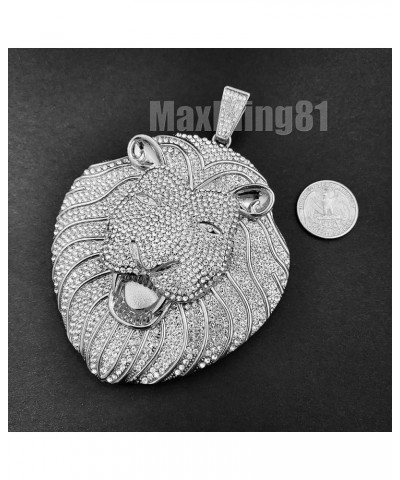 HIP HOP JEWELRY ICED LAB DIAMOND JUMBO SIZE LION HEAD BLING RAPPER CHARM PENDANT SILVER $20.70 Pendants