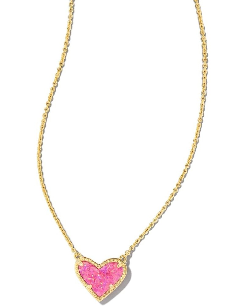 Ari Heart Adjustable Length Pendant Necklace for Women, Fashion Jewelry Gold Rose Pink Opal $35.42 Necklaces