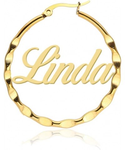 Stainless Steel Personalized Name Circle Earrings Twist Circle Custom Name Hoop Earrings Made with Any Name Linda-gold $10.66...