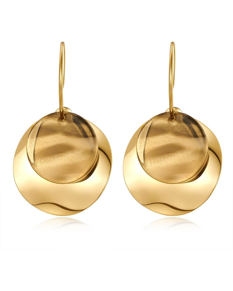 MIJENITI Gold Geometric Disc Drop Earrings for Women Trendy Round Disc Statement Dangle Earrings $8.69 Earrings