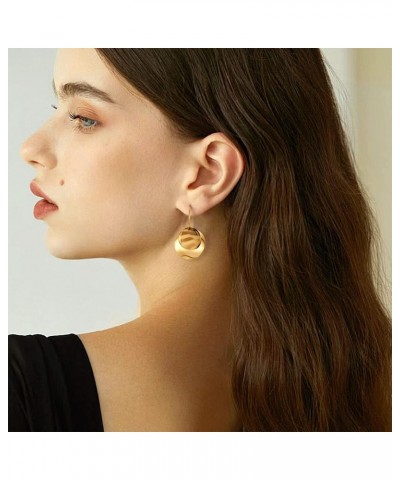 MIJENITI Gold Geometric Disc Drop Earrings for Women Trendy Round Disc Statement Dangle Earrings $8.69 Earrings