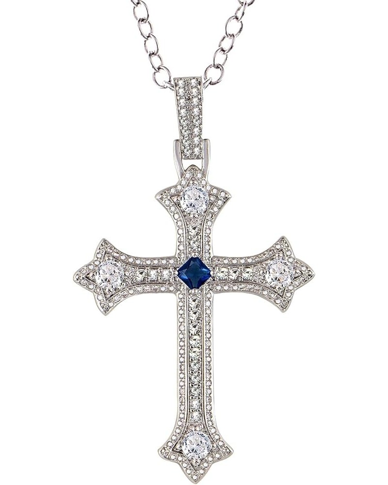 Silvery Tone Clear Rhinestones Religious Cross Pendant Necklace Silver $11.99 Necklaces