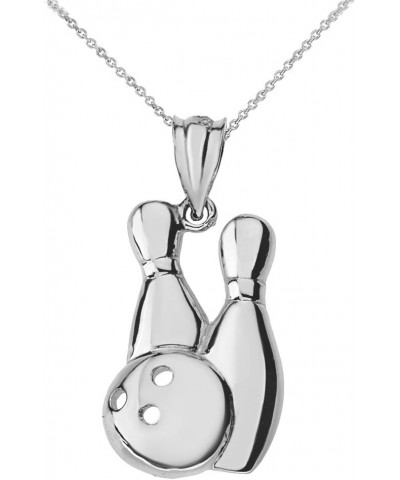 Bowling Pins and Ball Sports Pendant Necklace 22" 10k White-Gold $17.76 Necklaces