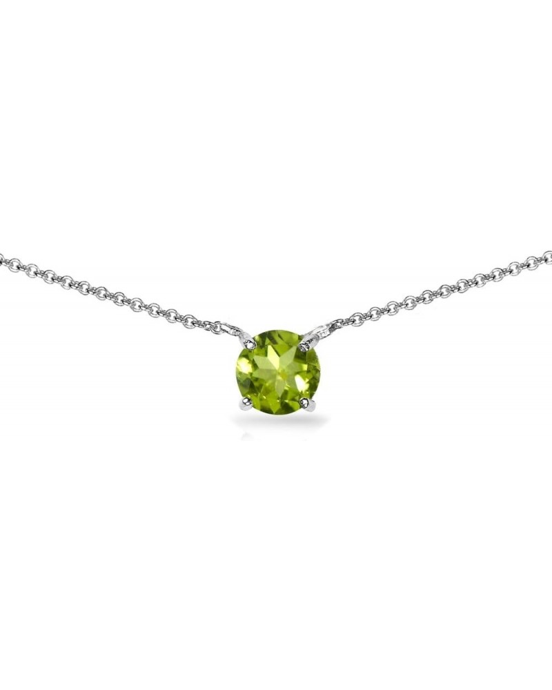 Necklace for Women - Birthstone Necklace – Genuine or Synthetic Gemstone Necklace – 7mm Round Solitaire - Short Necklace - Da...