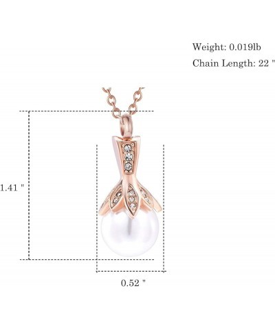 Cremation Jewelry for Ashes Stainless Steel Pearl Keepsake Pendant Ashes Holder for Women Memorial Urn Necklace Rose Gold $11...