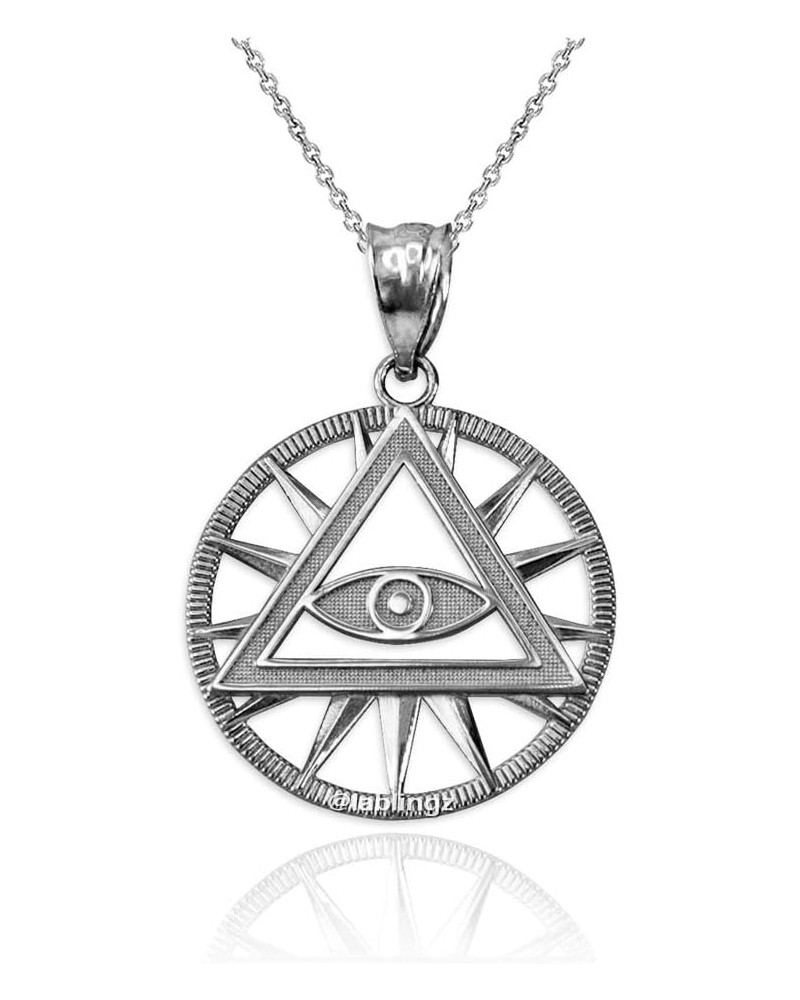 10K White Gold Eye of Providence Illuminati Charm Necklace 16 $41.72 Necklaces