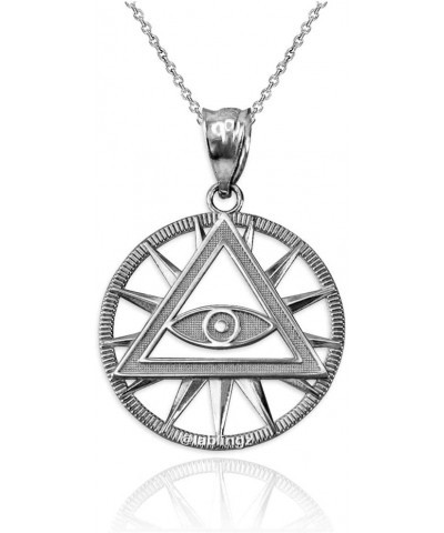 10K White Gold Eye of Providence Illuminati Charm Necklace 16 $41.72 Necklaces