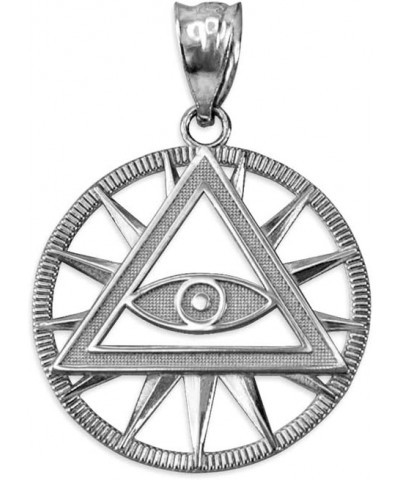 10K White Gold Eye of Providence Illuminati Charm Necklace 16 $41.72 Necklaces