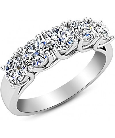 1 Carat (ctw) 14K White Gold Round Diamond Ladies 5 Five Stone Wedding Anniversary Stackable Ring Band Value Collection 8.5 P...