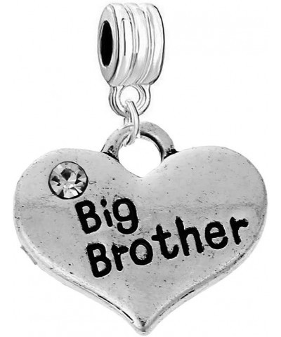 2 Sided Big Brother Heart Charm Dangle European Bead Compatible with Snake Chain Charm Bracelets $8.24 Bracelets