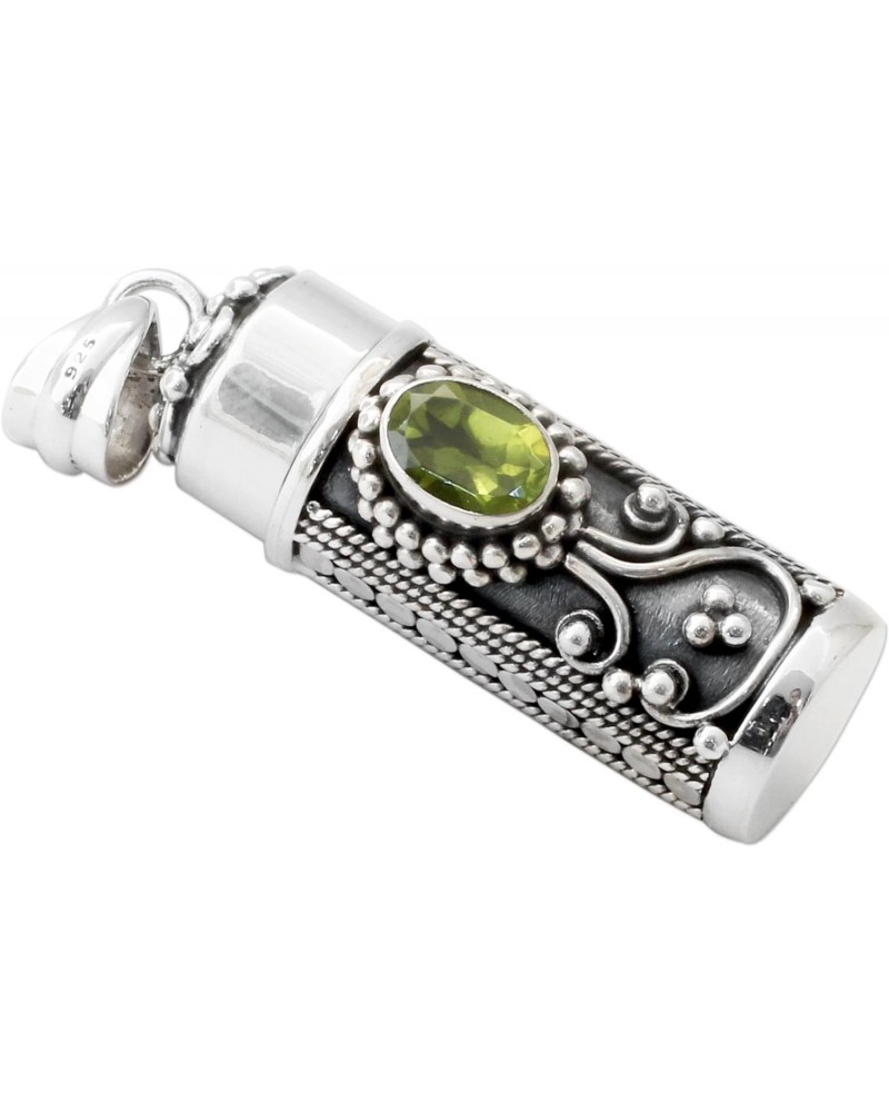 Handmade .925 Sterling Silver Peridot Prayer Box Pendant 925 from India Green Locket Flash Birthstone [1.6 in L x 0.4 in W x ...