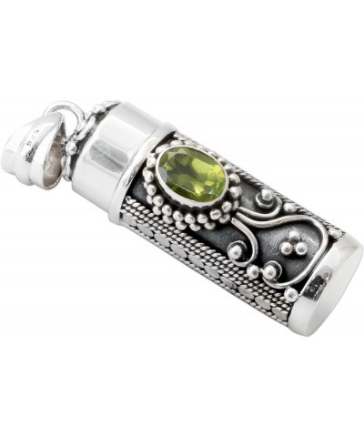 Handmade .925 Sterling Silver Peridot Prayer Box Pendant 925 from India Green Locket Flash Birthstone [1.6 in L x 0.4 in W x ...