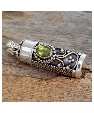 Handmade .925 Sterling Silver Peridot Prayer Box Pendant 925 from India Green Locket Flash Birthstone [1.6 in L x 0.4 in W x ...