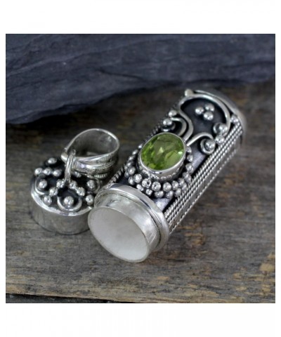 Handmade .925 Sterling Silver Peridot Prayer Box Pendant 925 from India Green Locket Flash Birthstone [1.6 in L x 0.4 in W x ...