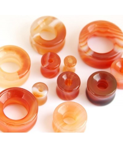 Organic White and Orange stripes Handblown Glass Double-sided Flare Gauges/plugs 0G(8MM) 2 pieces (1 Pair) (A/3/2/A9) $9.74 B...