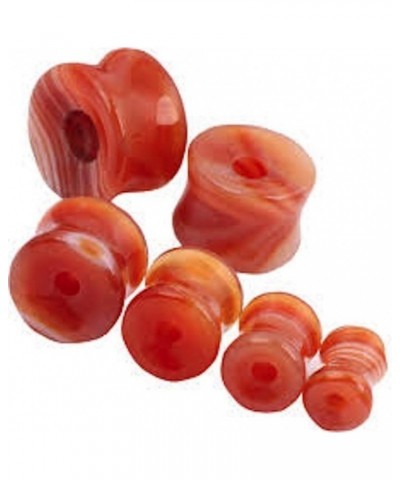 Organic White and Orange stripes Handblown Glass Double-sided Flare Gauges/plugs 0G(8MM) 2 pieces (1 Pair) (A/3/2/A9) $9.74 B...