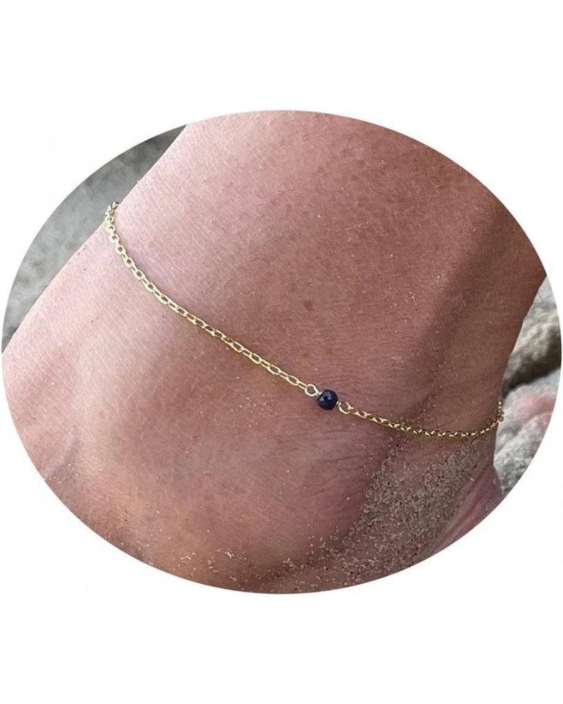 Dainty Layered Anklet,14K Gold Filled Cute Beads Satellite Chain Heart Boho Adjustable Anklets for Women Teen Girls Garnet Go...