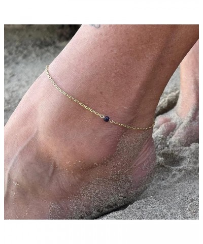 Dainty Layered Anklet,14K Gold Filled Cute Beads Satellite Chain Heart Boho Adjustable Anklets for Women Teen Girls Garnet Go...