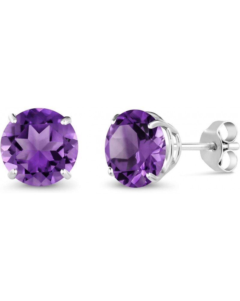 10K White Gold Purple Amethyst Stud Earrings For Women (2.40 Cttw, Gemstone February Birthstone, Round 7MM) $48.30 Earrings