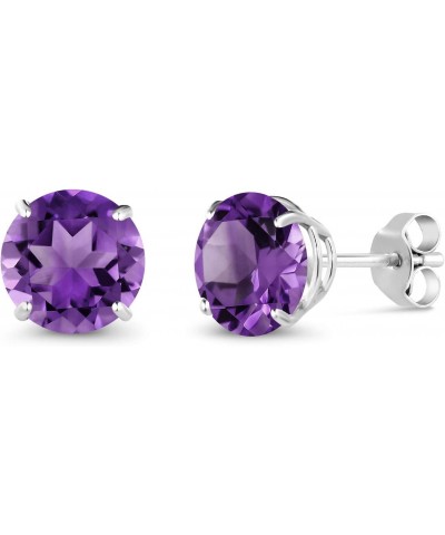 10K White Gold Purple Amethyst Stud Earrings For Women (2.40 Cttw, Gemstone February Birthstone, Round 7MM) $48.30 Earrings