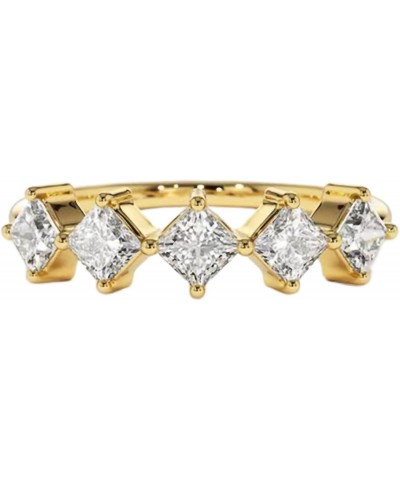 Rhombus Cubic Zirconia Stacking Rings for Women | 14K Gold Plated Wedding Band | Gold Stackable CZ Ring $7.19 Rings