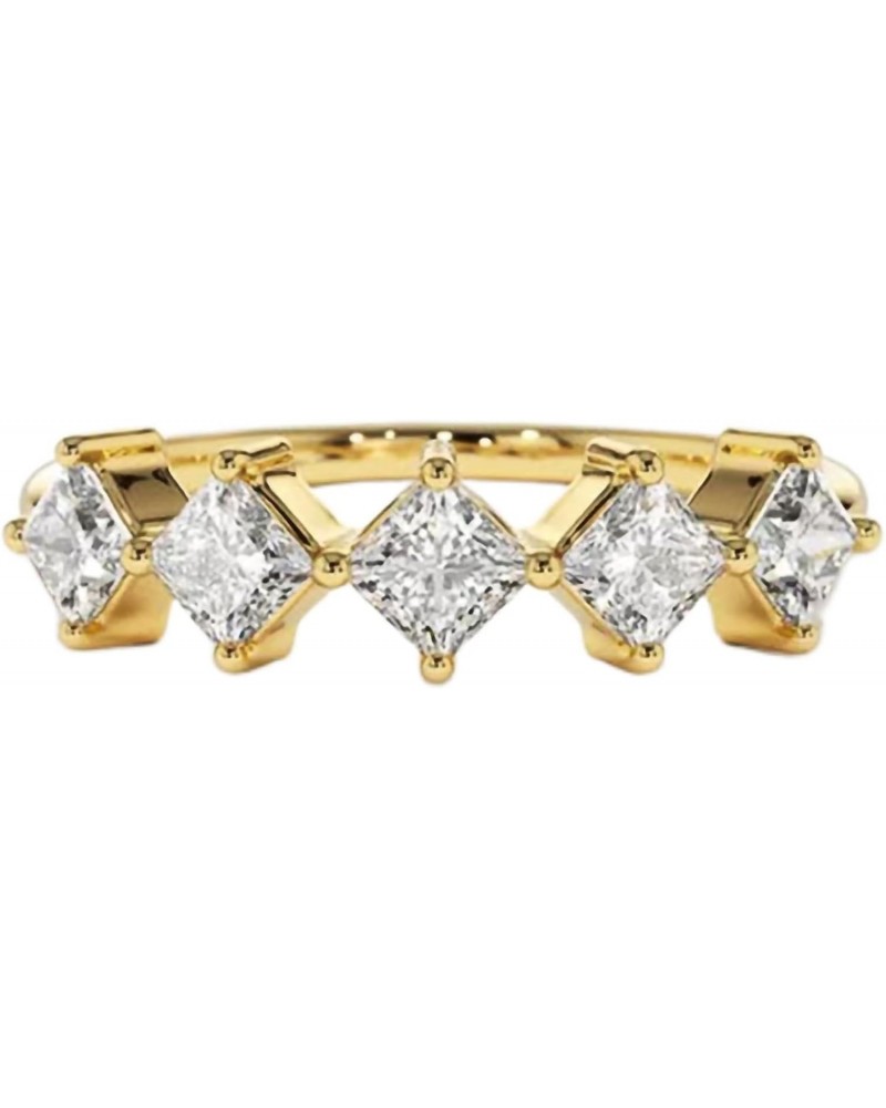 Rhombus Cubic Zirconia Stacking Rings for Women | 14K Gold Plated Wedding Band | Gold Stackable CZ Ring $7.19 Rings