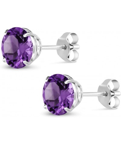 10K White Gold Purple Amethyst Stud Earrings For Women (2.40 Cttw, Gemstone February Birthstone, Round 7MM) $48.30 Earrings