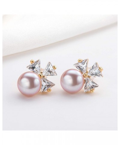 Pearl Stud Earrings for Women Pearl Ear Studs Freshwater Cultured Hypoallergenic Pearl Jewelry Gift for Girls Purple Pearl St...