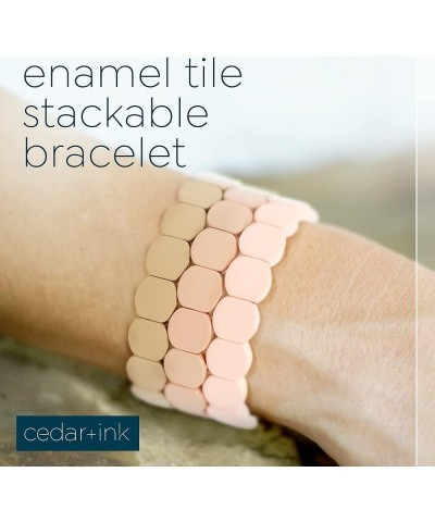 Stackable Bracelets, Tile Bracelets for Women, Stackable Enamel Bracelets, Enamel Bangle Bracelet, Gifts for Women Pink Camo ...