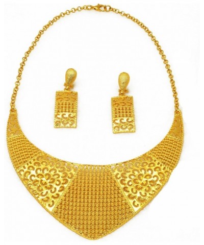 Luxury Gold Plated Jewelry Set For Women Dubai Bridal Wedding Necklace And Earrings Set African Choker Jewelry Gifts P-34 $9....