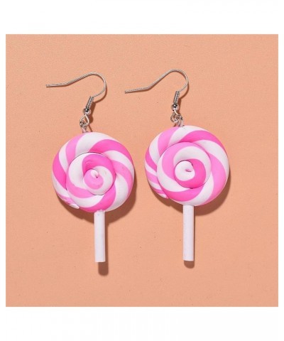 2 Pairs Handmade Rainbow Lollipop Earrings Set for Women Teen Girls Polymer Clay Delicate Sweet Colorful Simulated Swirl Cand...