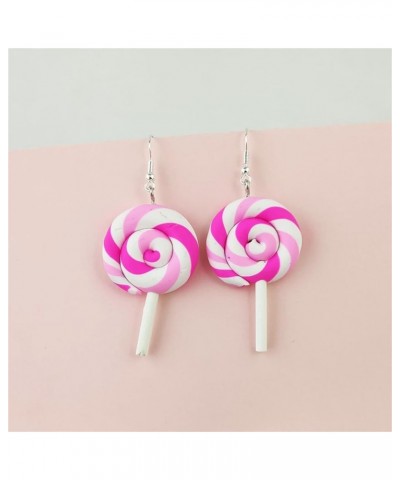 2 Pairs Handmade Rainbow Lollipop Earrings Set for Women Teen Girls Polymer Clay Delicate Sweet Colorful Simulated Swirl Cand...