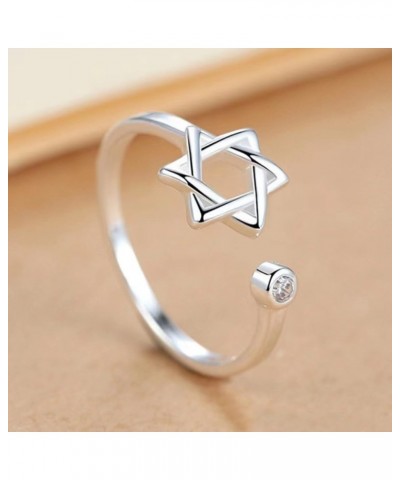 Vintage Star of David Ring for Women Simple Magen David Wiccan Amulet Adjustable Rings Jewish Hexagram Jewelry Silver $6.62 R...