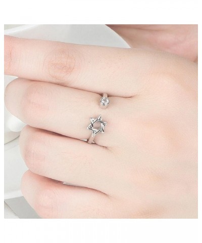 Vintage Star of David Ring for Women Simple Magen David Wiccan Amulet Adjustable Rings Jewish Hexagram Jewelry Silver $6.62 R...