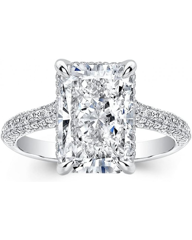 Radiant Cut Promise Ring for Women, Engagement Rings for her, 18K White Gold Plated Silver Ring 5 7.0ct(Solitaire) $40.70 Rings